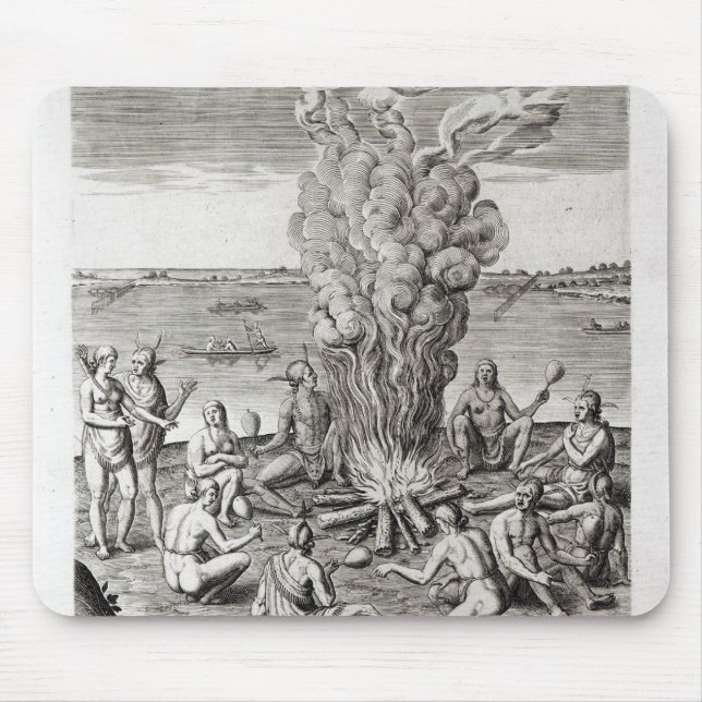 Indians praying around a fire, engraving mouse pad (Front)