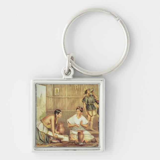 Indians Preparing Tortillas Keychain (Front)