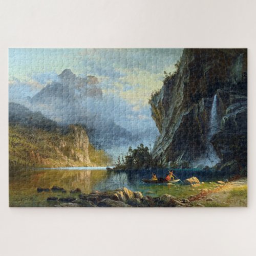 Indians Spear Fishing Albert Bierstadt Jigsaw Puzzle