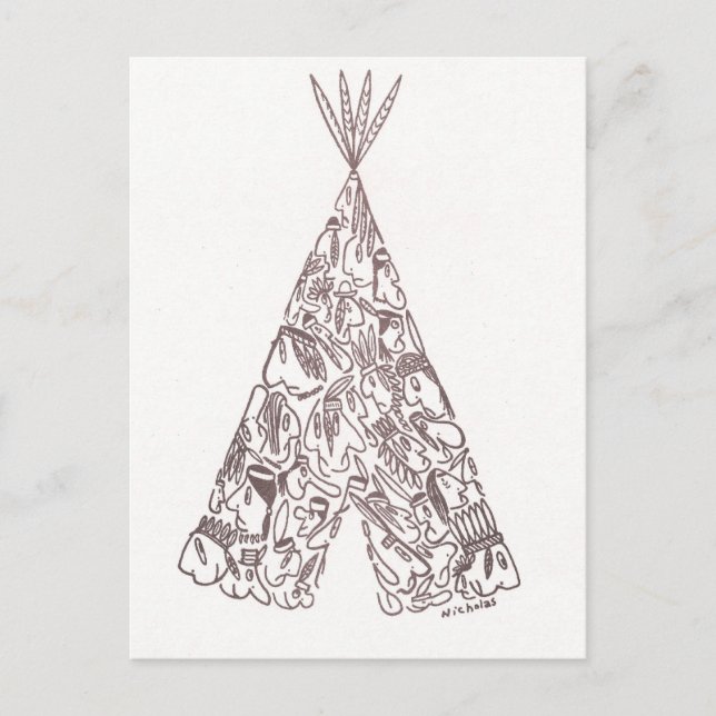 INDIANS - TEPEE - made of little native Americans Postcard (Front)