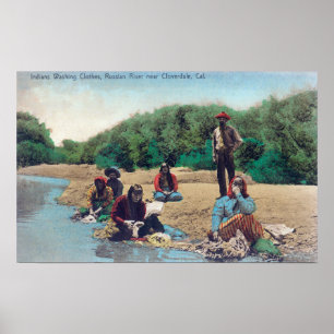 Indians Washing Clothes in the Russian River Poster