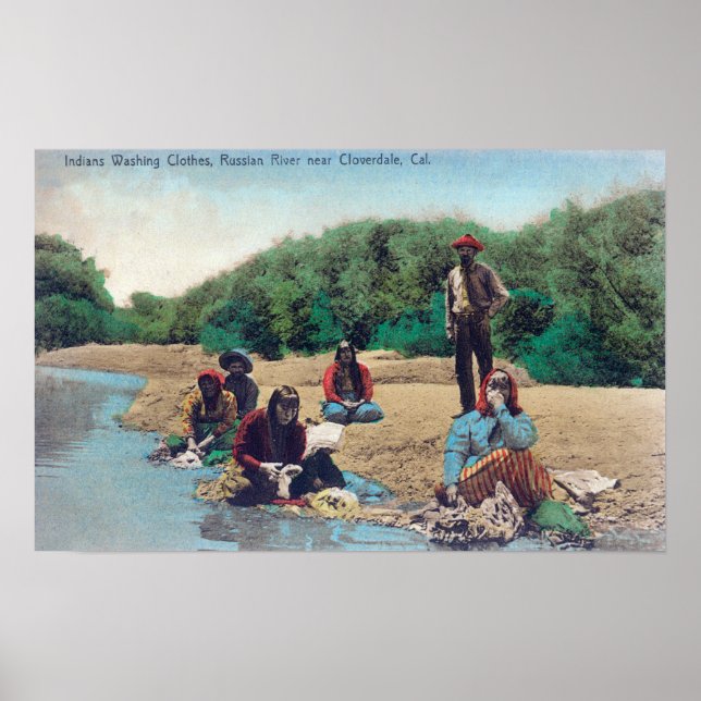 Indians Washing Clothes in the Russian River Poster (Front)