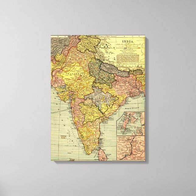 IndiaPanoramic MapIndia Canvas Print (Front)