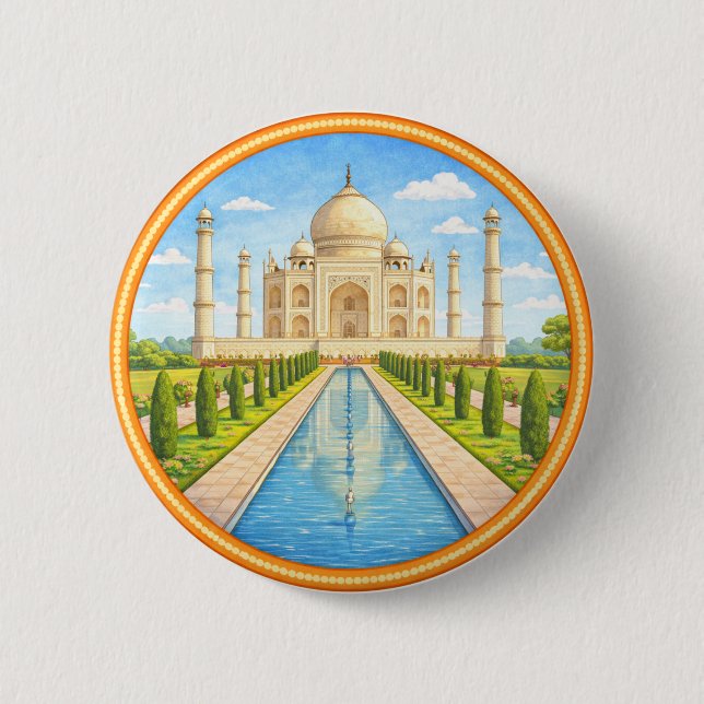 India's Taj Mahal Button (Front)