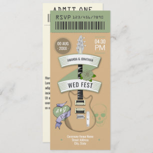 Indie Acoustic Rock ’n’ Roll Wedding Ticket Invitation