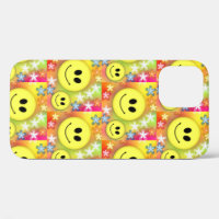 Y2K Cute Retro Aesthetic Checkered Smiley Face Phone Case for iPhone