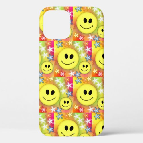 Indie Aesthetic Indie Kid Smiley Face Pattern Y2K iPhone 12 Pro Case