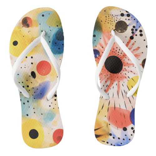 Indie Art Colorful Splash Flip Flops