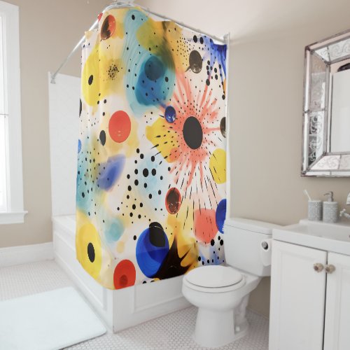 Indie Art Colorful Splash Shower Curtain