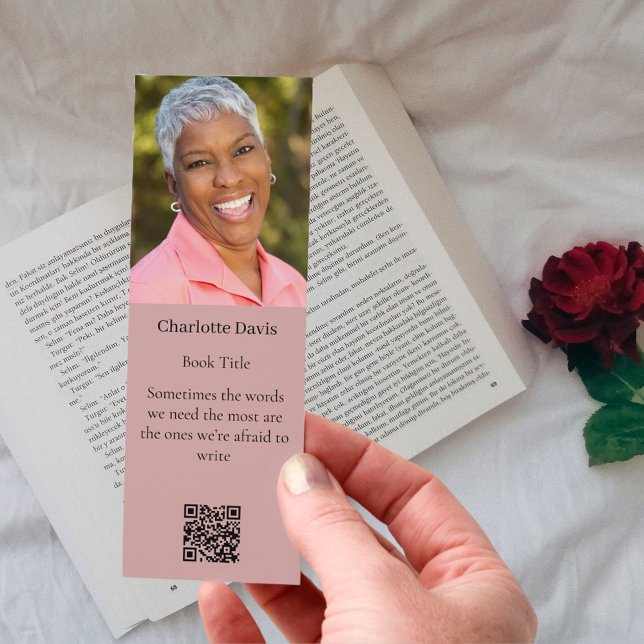 Indie author photo biography QR promotion rose Bookmarks (Creator Uploaded)