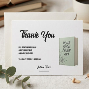 Indie Author Thank You Card Book Cover Reader Note