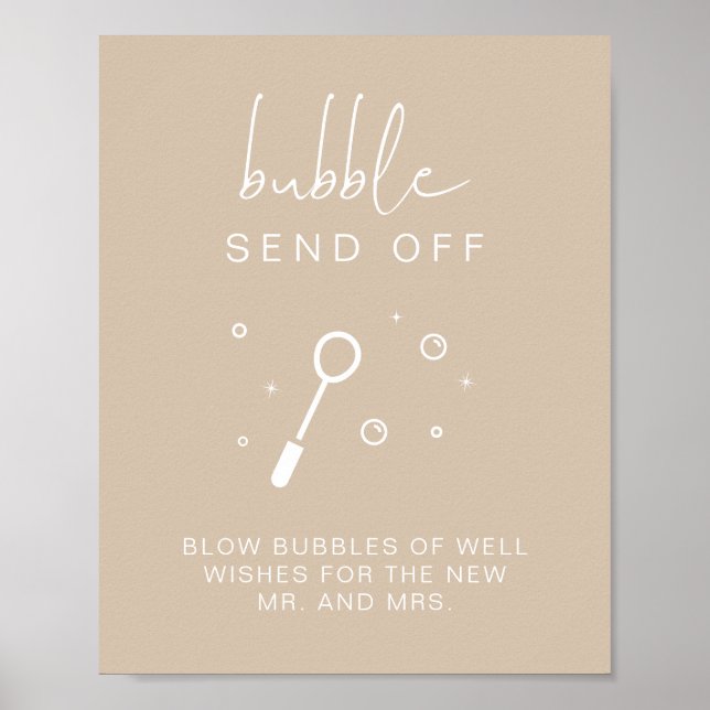 INDIE Bohemian Beige Bubble Send Off Wedding Sign (Front)