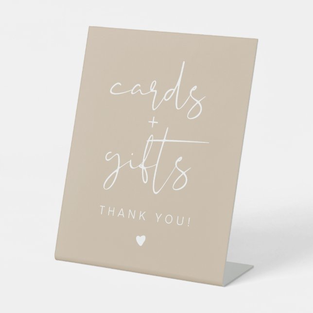 INDIE Bohemian Beige Cream Cards & Gifts Pedestal Sign (Front)