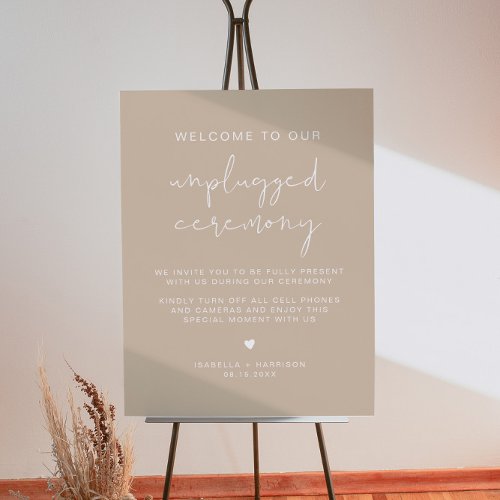 INDIE Bohemian Beige Cream Unplugged Ceremony Sign