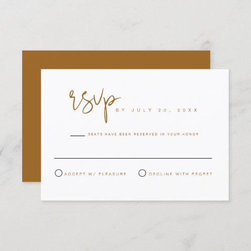 INDIE Bohemian Beige Terracotta Wedding RSVP Card