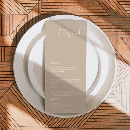 INDIE Bohemian Earth Tone Taupe Wedding Menu