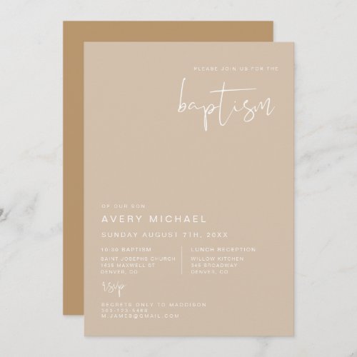 INDIE Bohemian Earth Toned Beige Desert Baptism Invitation