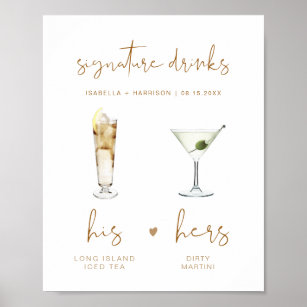 INDIE Bohemian Signature Drink Wedding Bar Poster