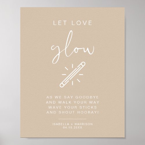 INDIE Boho Beige Let Love Glow Wedding Sign