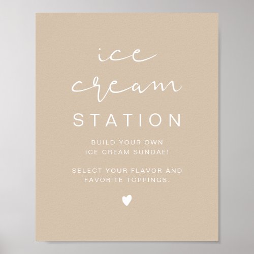 INDIE Boho Beige Modern Ice Cream Station  Poster