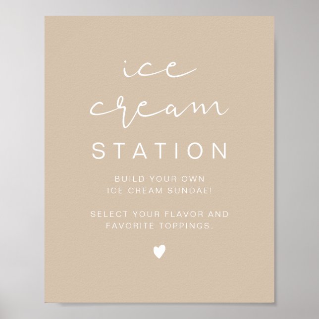 INDIE Boho Beige Modern Ice Cream Station  Poster (Front)