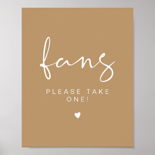 INDIE Boho Beige Please Take a Fan Wedding Sign