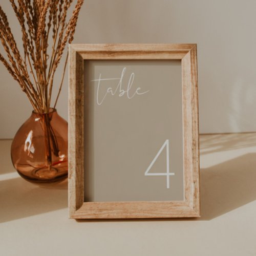 INDIE Boho Earth Tone Taupe Minimal Table Number