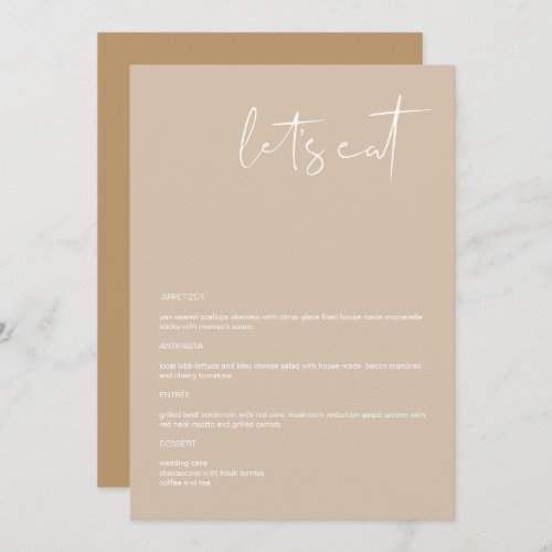 INDIE Boho Earth Toned Beige 5x7 Lets Eat Menu