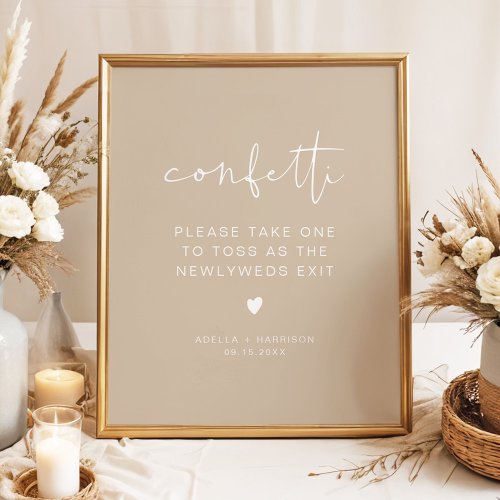 INDIE Boho Earth Toned Beige Confetti Toss Sign