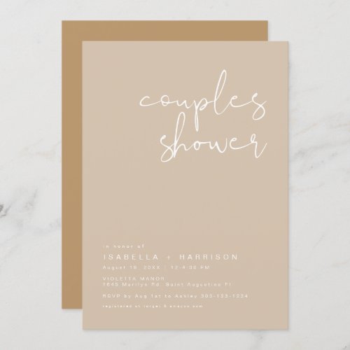 INDIE Boho Earth Toned Beige Couples Shower  Invit Invitation