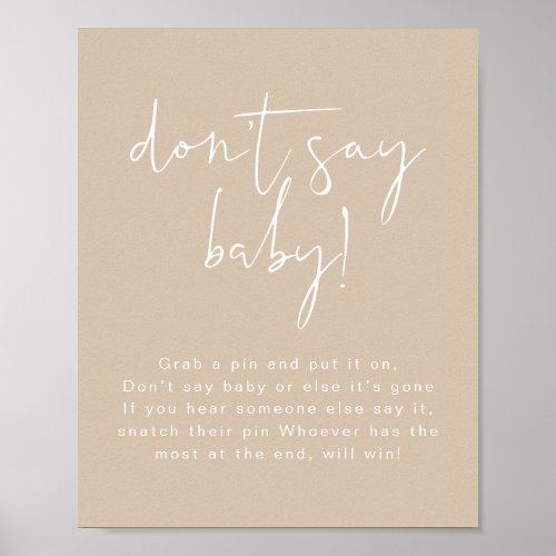 INDIE Boho Earth Toned Beige Dont Say Baby Sign