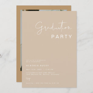 INDIE Boho Earth Toned Beige Graduation Party Invitation
