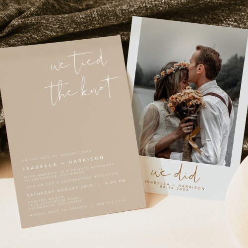 INDIE Boho Photo Elopement Reception Invitation