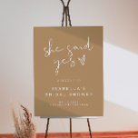 INDIE Boho She Said Yes Bridal Shower Welcome  Foa Foam Board<br><div class="desc">This bridal shower invitation features an edgy handwritten font and modern minimalist design with a cute hand drawn heart and a earth toned beige and white color combination. Edit all colors and *most* wording to meet your needs. This bridal invite is perfect for the contemporary or boho bride.</div>