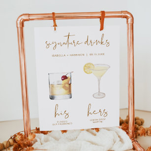 INDIE Boho Watercolor Cocktail Signature Drink Poster