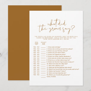 INDIE Boho What Did The Groom Say Bridal Game  Invitation