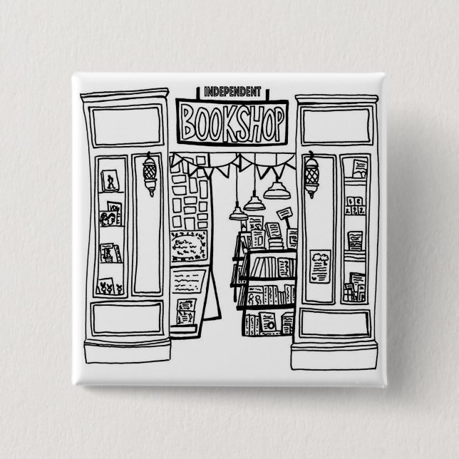 Indie Bookshop Square Badge Button (Front)