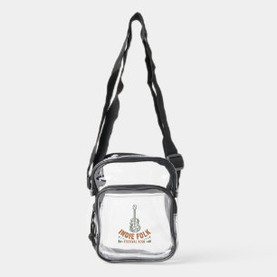 Indie Folk Botanical Guitar Stadium Approved Clear Crossbody Bag