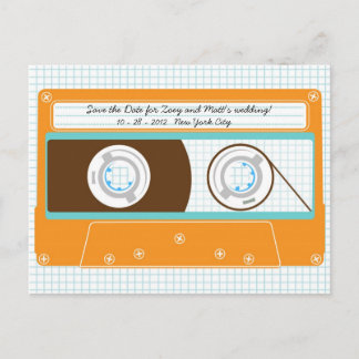 Indie Mixtape (Orange/Sky) Save the Date Announcement Postcard