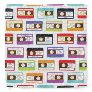 Indie Mixtapes Retro 80s Cassette Tape Pattern Bandana