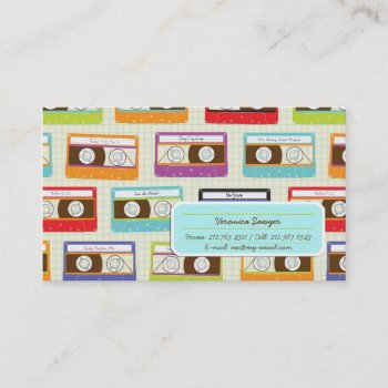 Indie Mixtapes Retro 80s Cassette Tape Pattern Business Card by funkypatterns at Zazzle