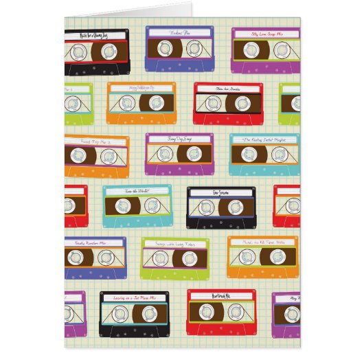 Indie Mixtapes Retro 80s Cassette Tape Pattern Cards (Front)