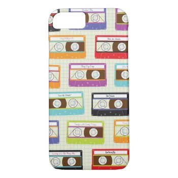 Indie Mixtapes Retro 80s Cassette Tape Pattern Iphone 8/7 Case by funkypatterns at Zazzle