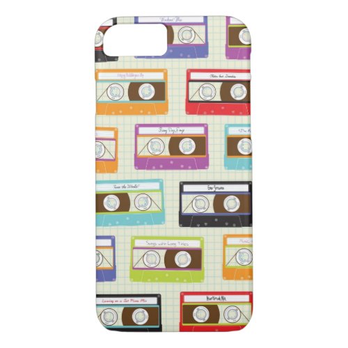 Indie Mixtapes Retro 80s Cassette Tape Pattern iPhone 87 Case