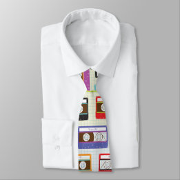 Indie Mixtapes Retro 80s Cassette Tape Pattern Tie
