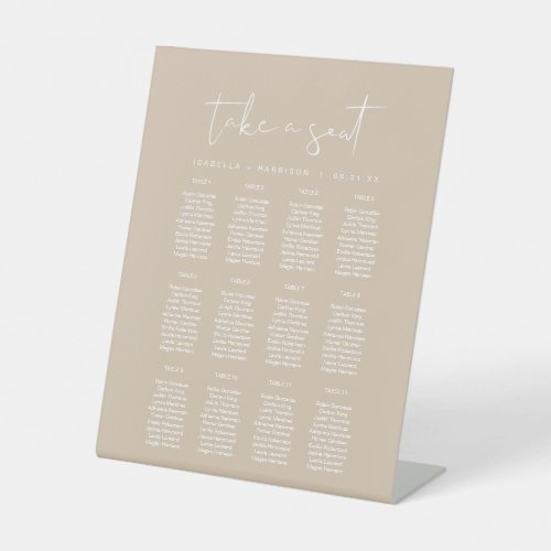 INDIE Modern Bohemian Beige Wedding Seating Chart  Pedestal Sign