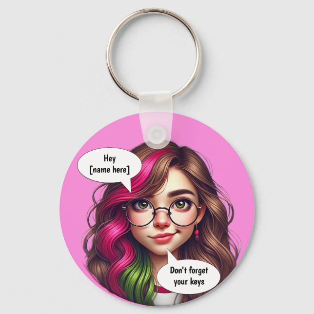 🗝 Indie’s Cheeky Smirk – Personalized Keychain (Front)