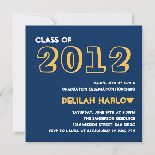 Indie style drawn on navy graduation announcement