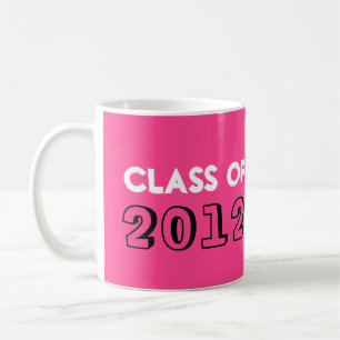 Indie style drawn on pink graduation class year coffee mug