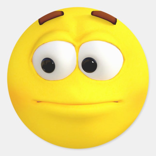 Indifferent 3D Yellow Emoji Classic Round Sticker (Front)